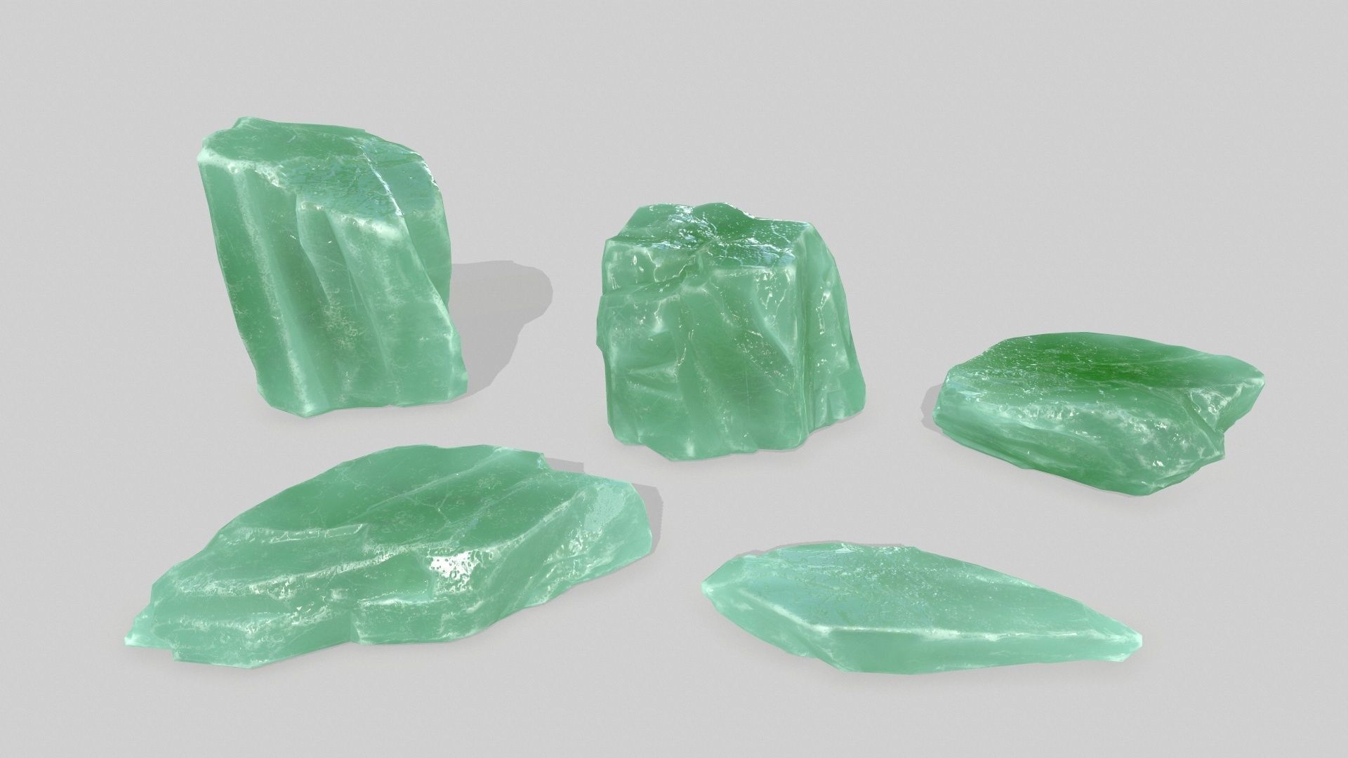 Ice Set jade stone Low-poly 3D model_1