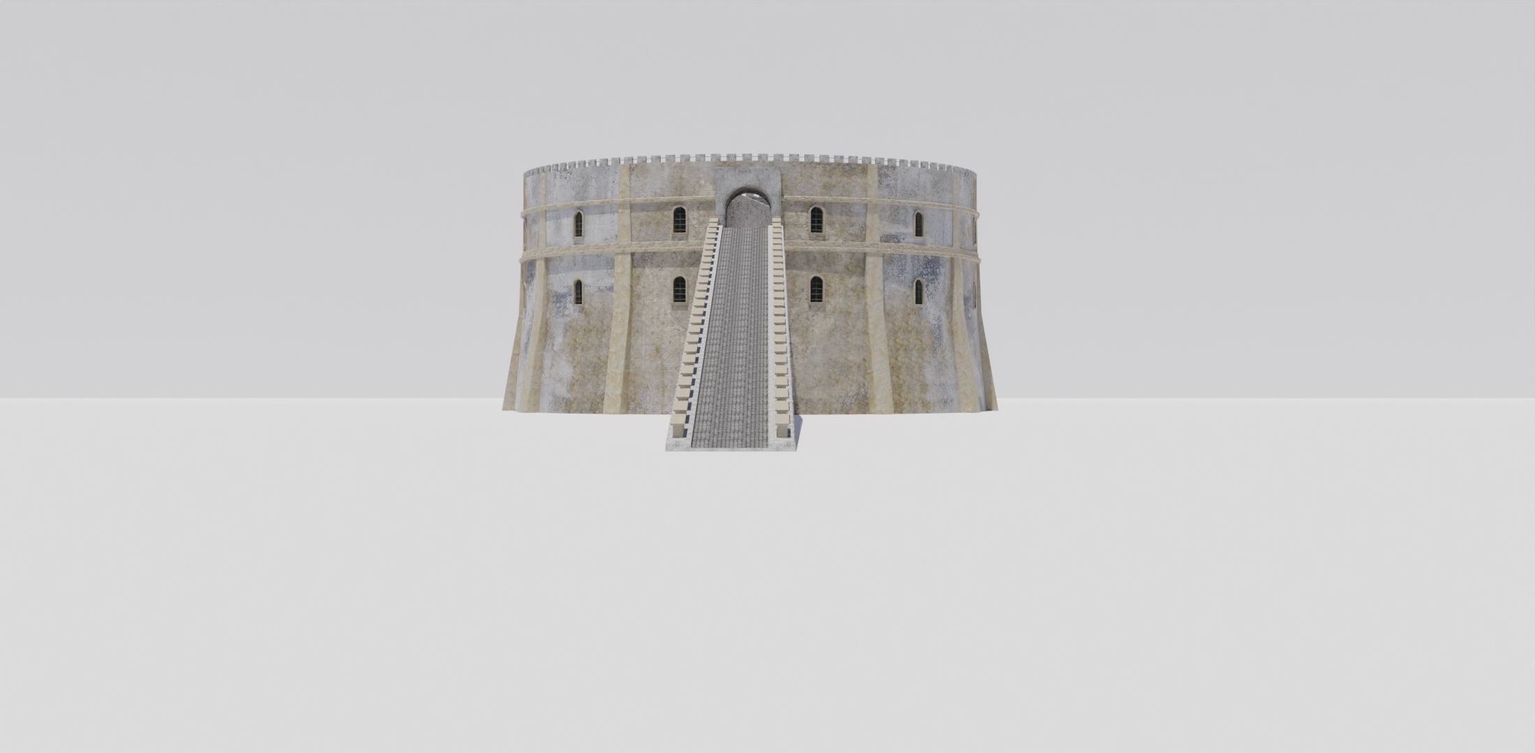 Castle with tower and stairs Low-poly 3D model_8