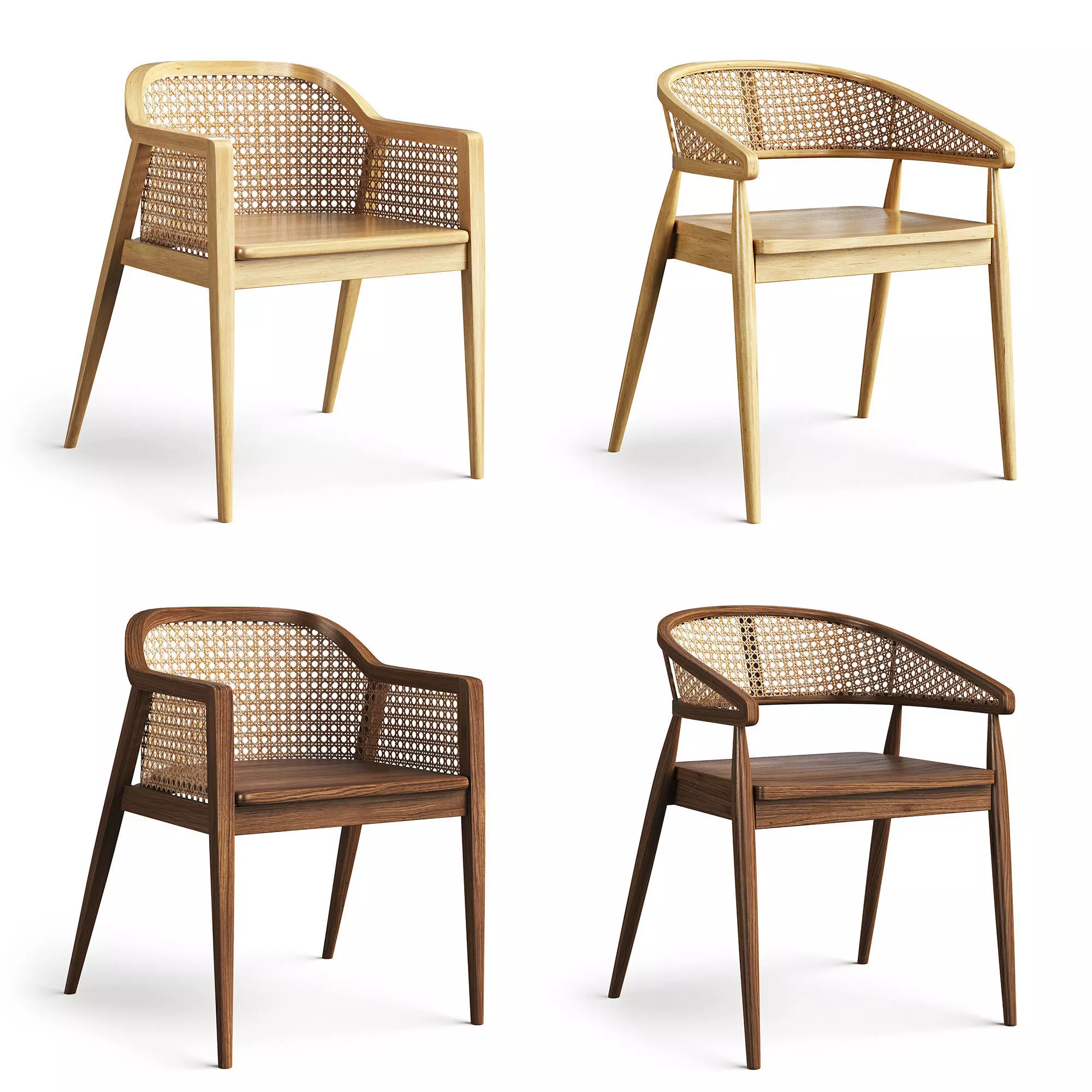 Rattan chairs 3D model_0