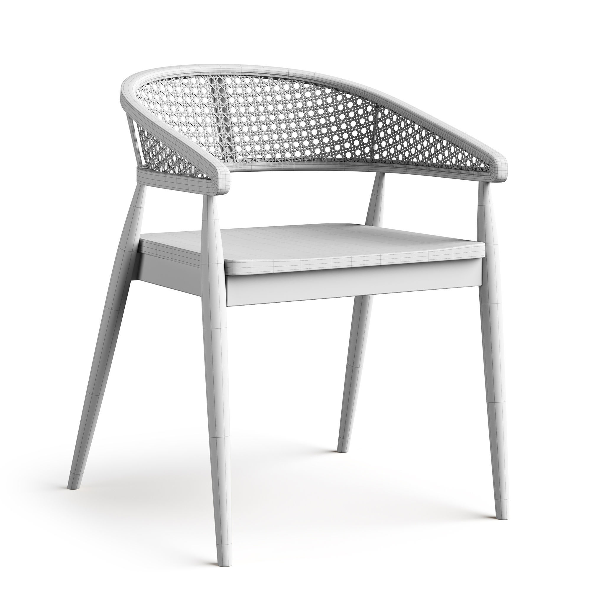 Rattan chairs 3D model_5