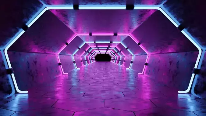 Hall Way - Empty Room - PBR 3D model