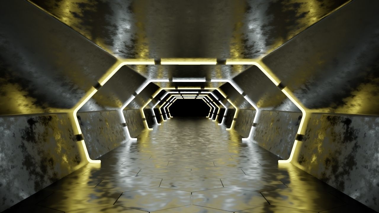 Hall Way - Empty Room - PBR 3D model_2