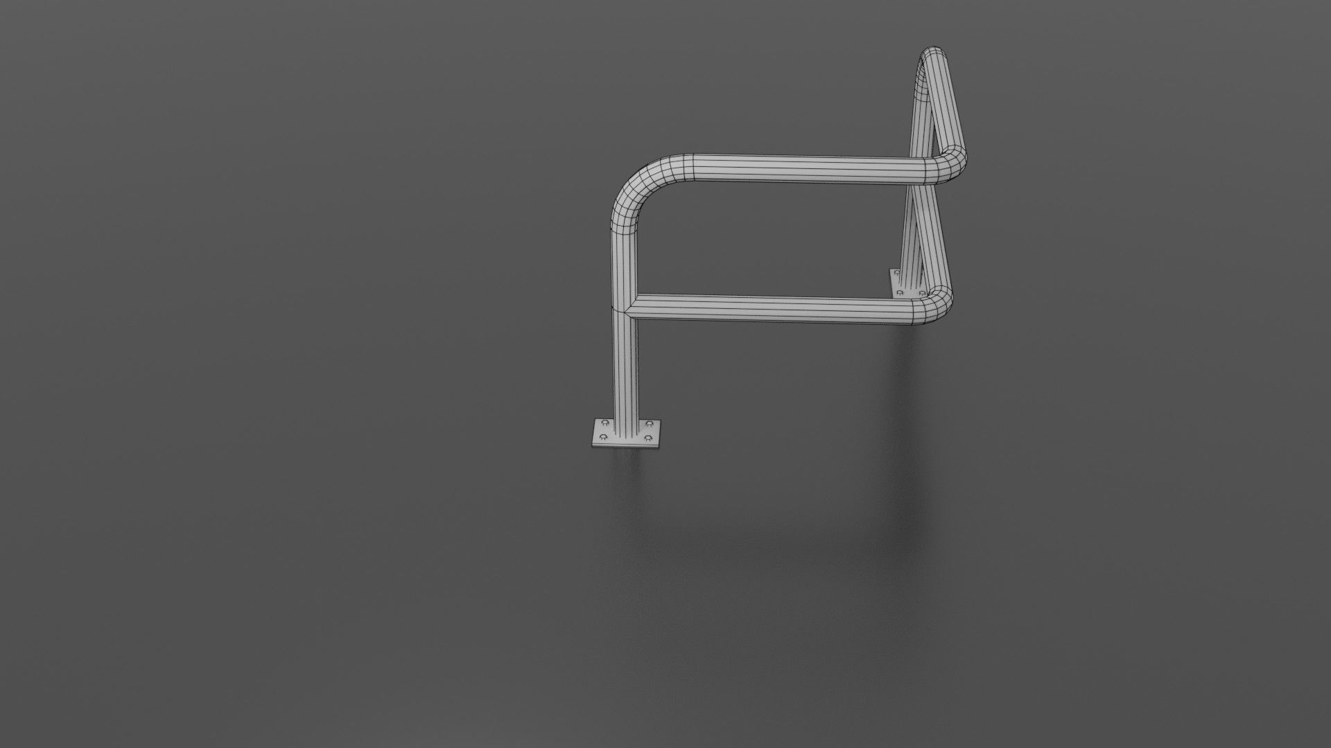 Steel barrier Low-poly 3D model_6