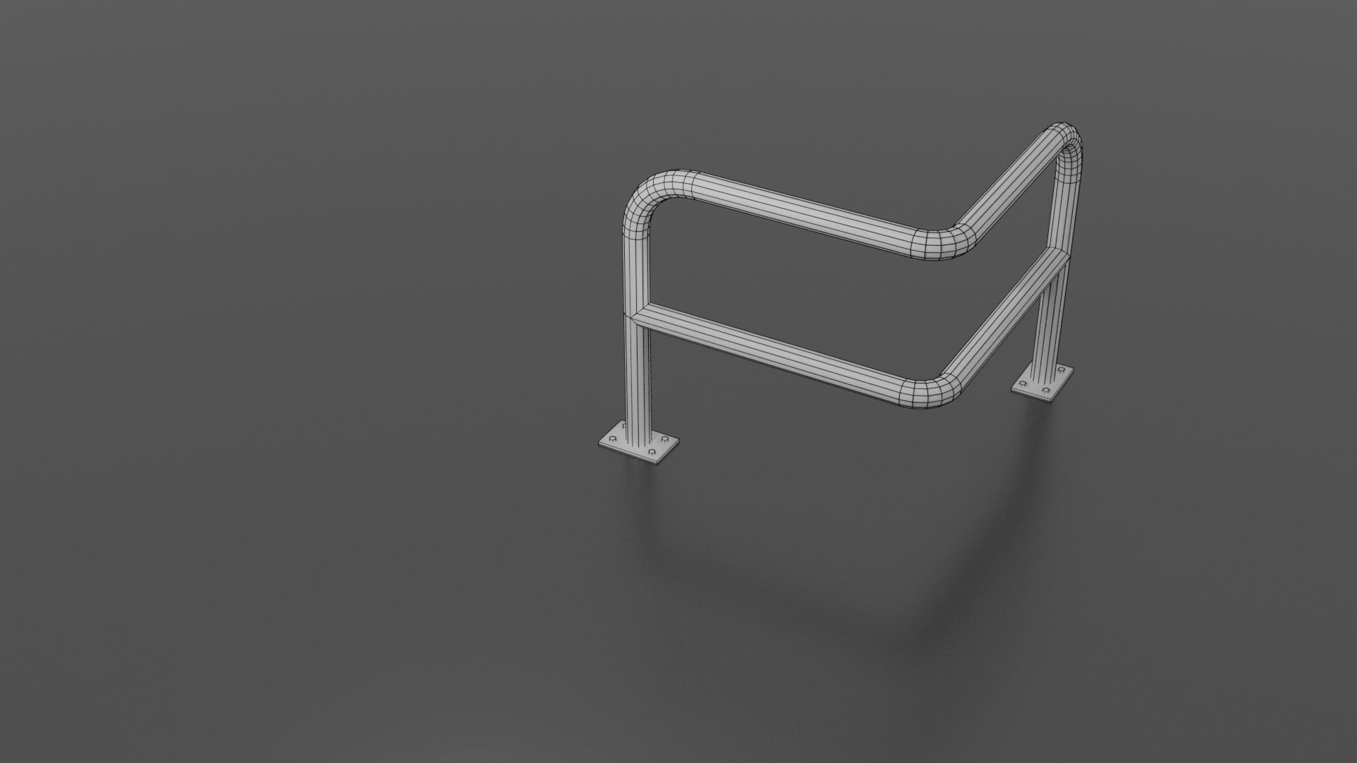 Steel barrier Low-poly 3D model_3