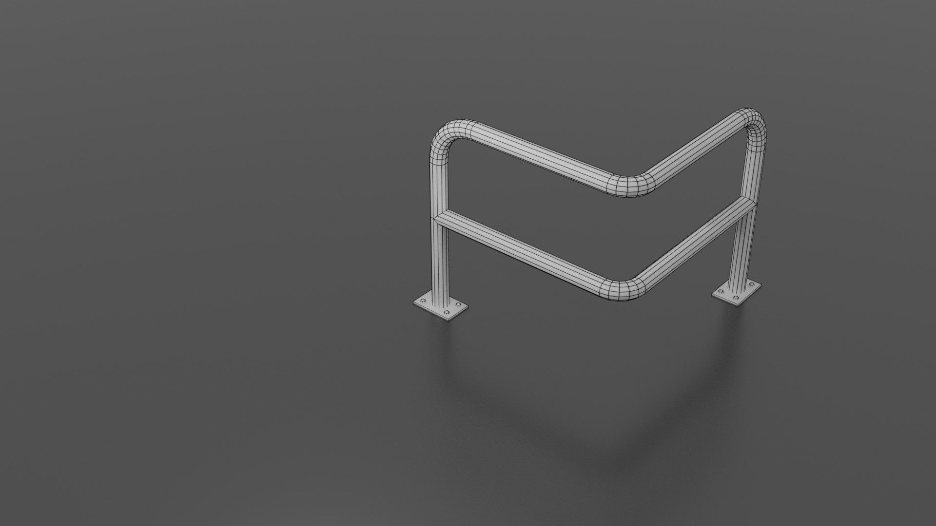 Steel barrier Low-poly 3D model_1