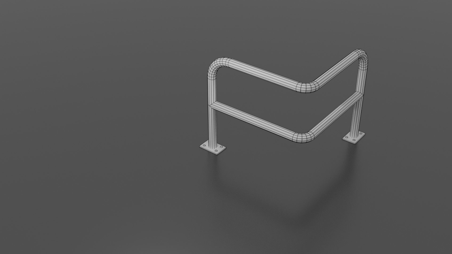 Steel barrier Low-poly 3D model_3