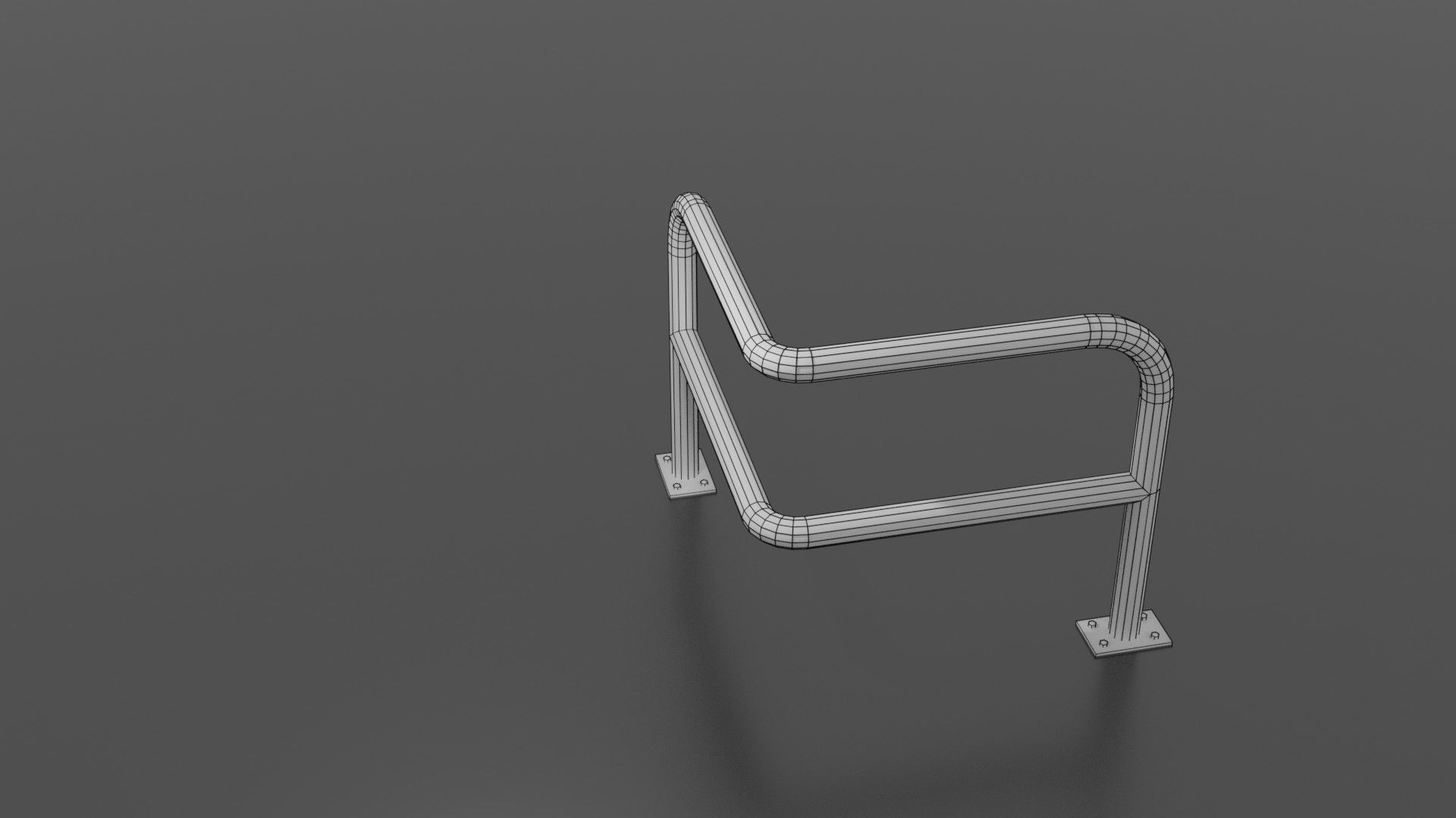 Steel barrier Low-poly 3D model_19