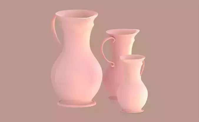 Vase model 3D three vases