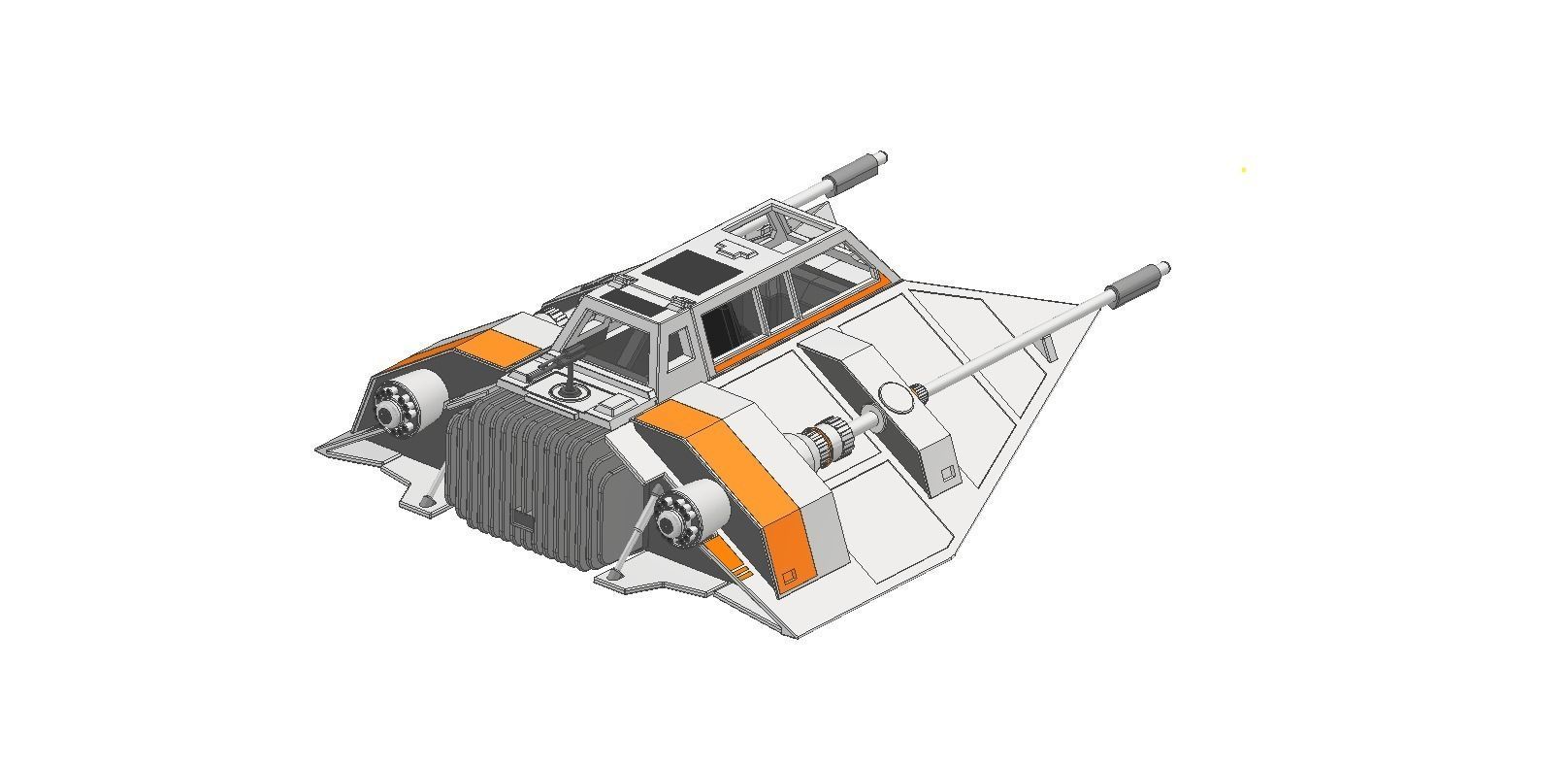 Starwars  Snowspeeder scale 1 in 87 3D print model 3D print model_4