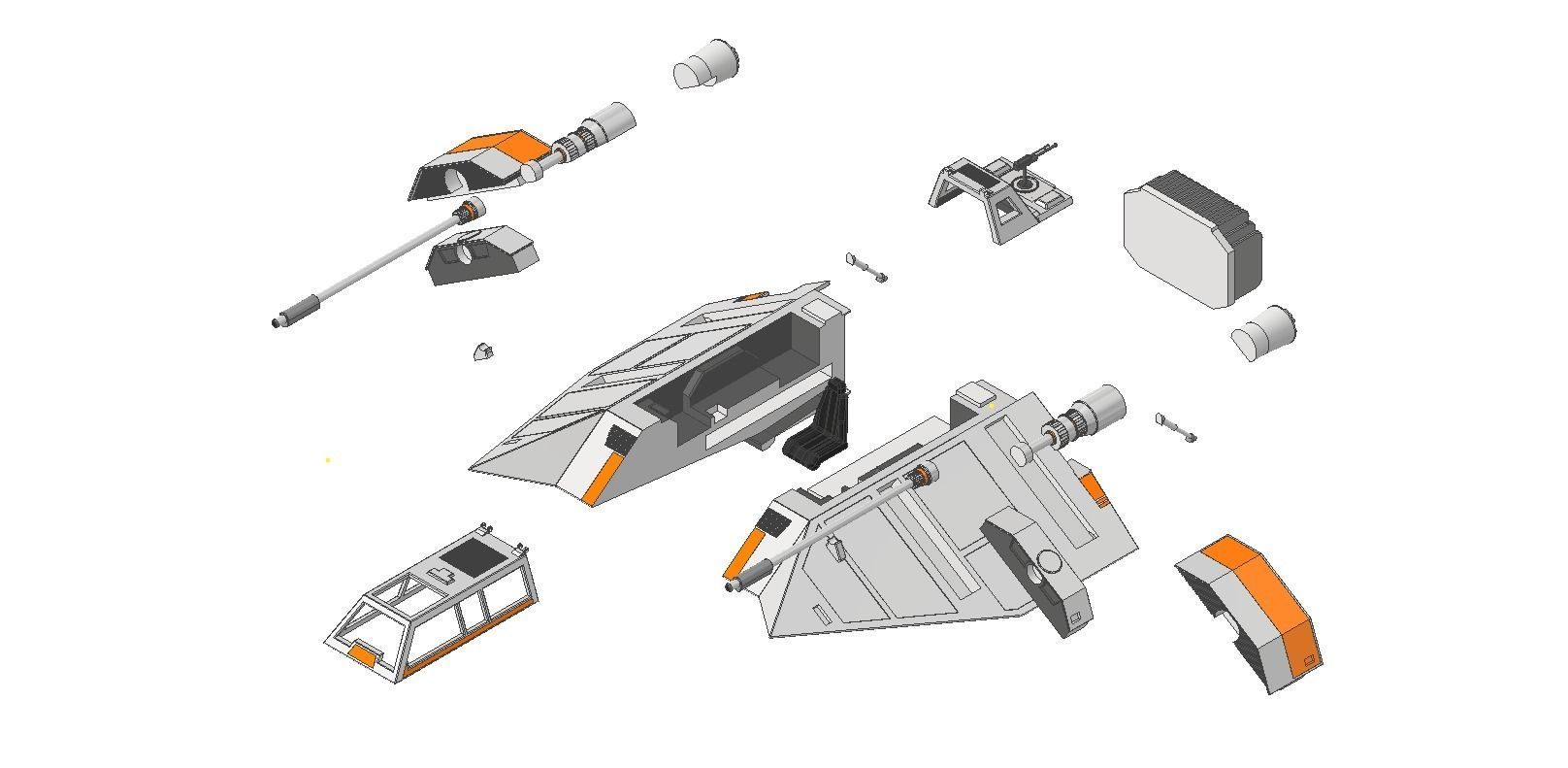 Starwars  Snowspeeder scale 1 in 87 3D print model 3D print model_7