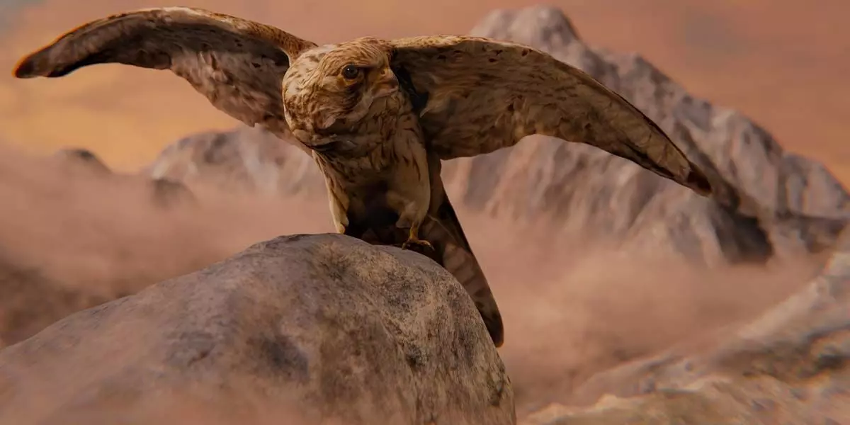 Photorealistic Female Kestrel Bird Low-poly 3D model