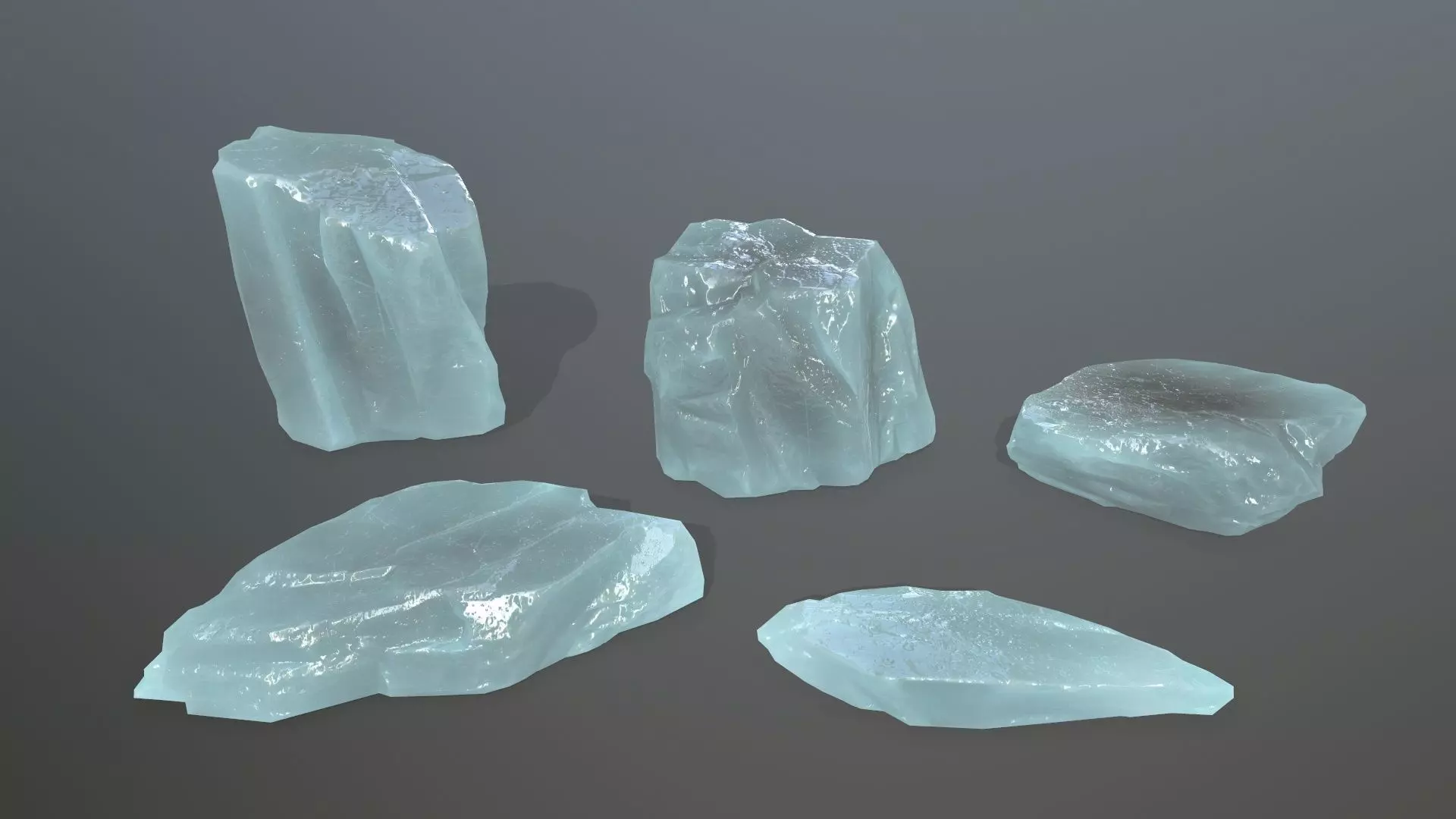 Ice Set rock Low-poly 3D model_0