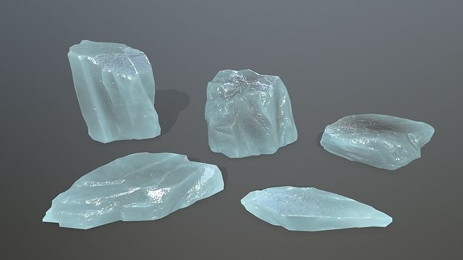 Ice Set rock Low-poly 3D model