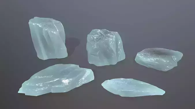 Ice Set rock Low-poly 3D model