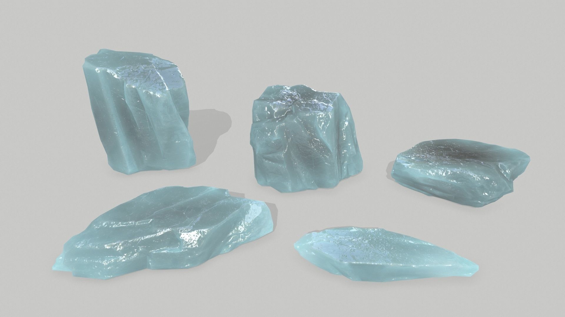Ice Set rock Low-poly 3D model_1