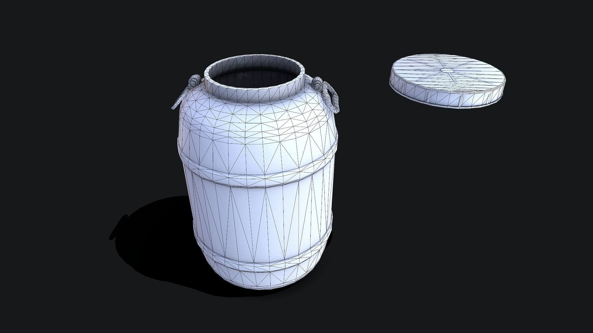 White plastic Barrel Low-poly 3D model_6
