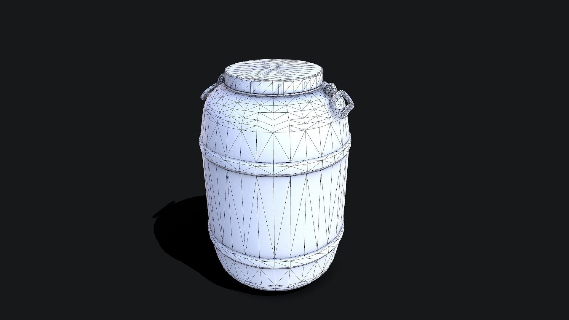 White plastic Barrel Low-poly 3D model_5
