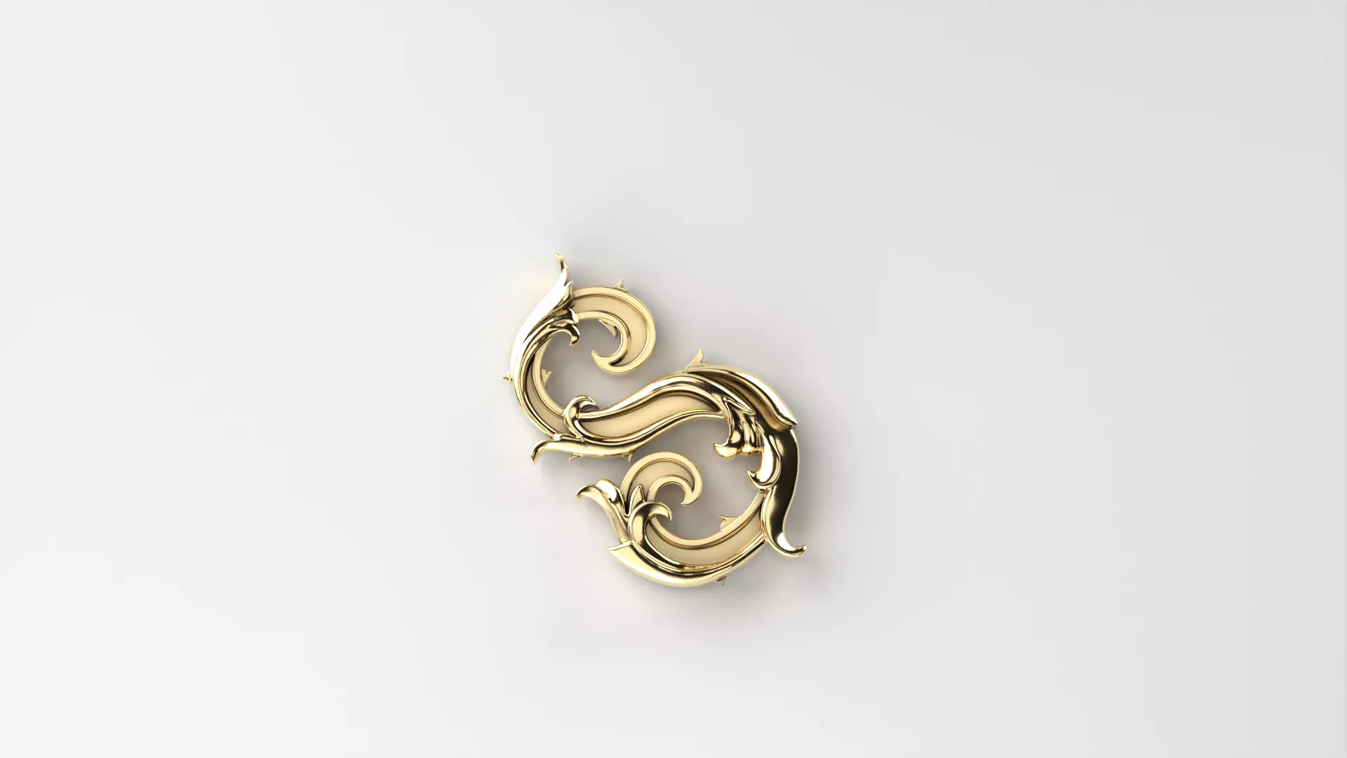 S Letter script Initial 3D print model