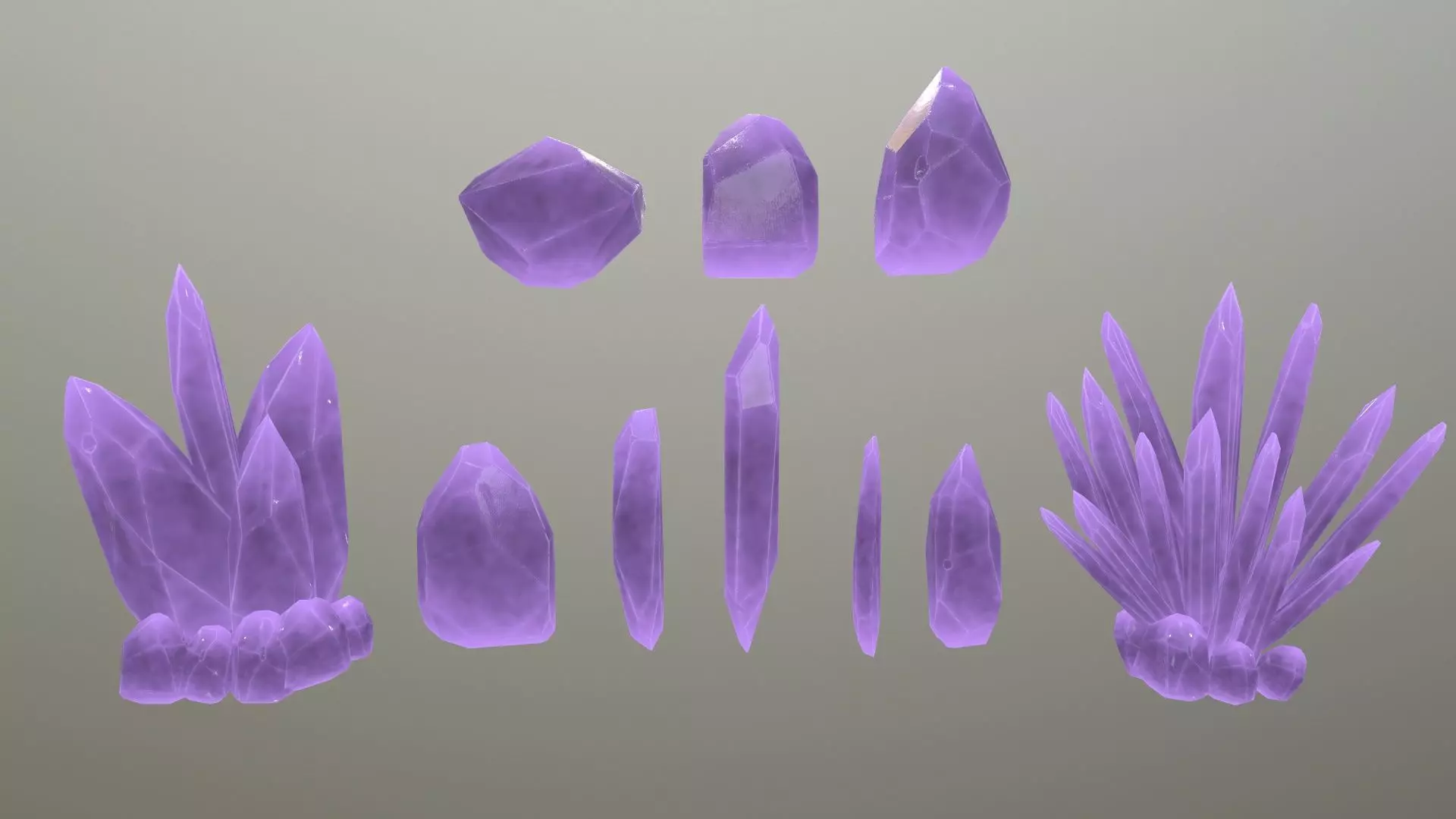 Crystal Set Low-poly 3D model_0