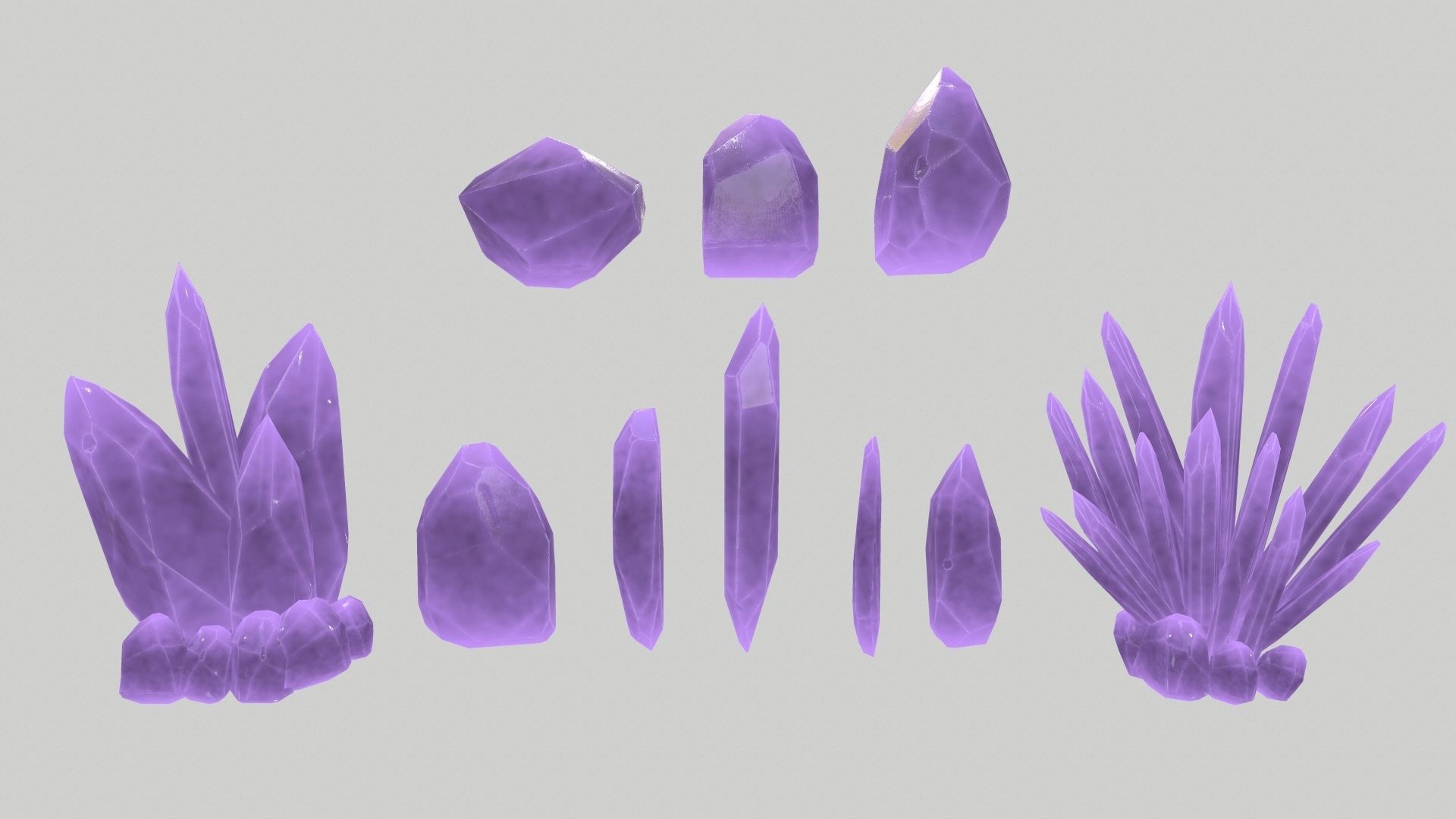 Crystal Set Low-poly 3D model_1