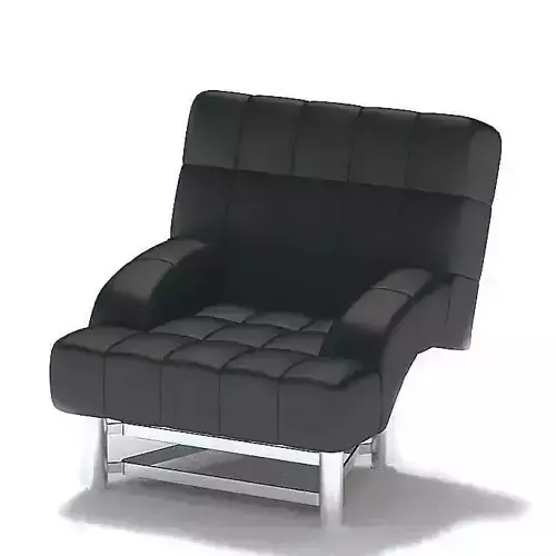 Black Tufted Leather Arm Chair 3D model