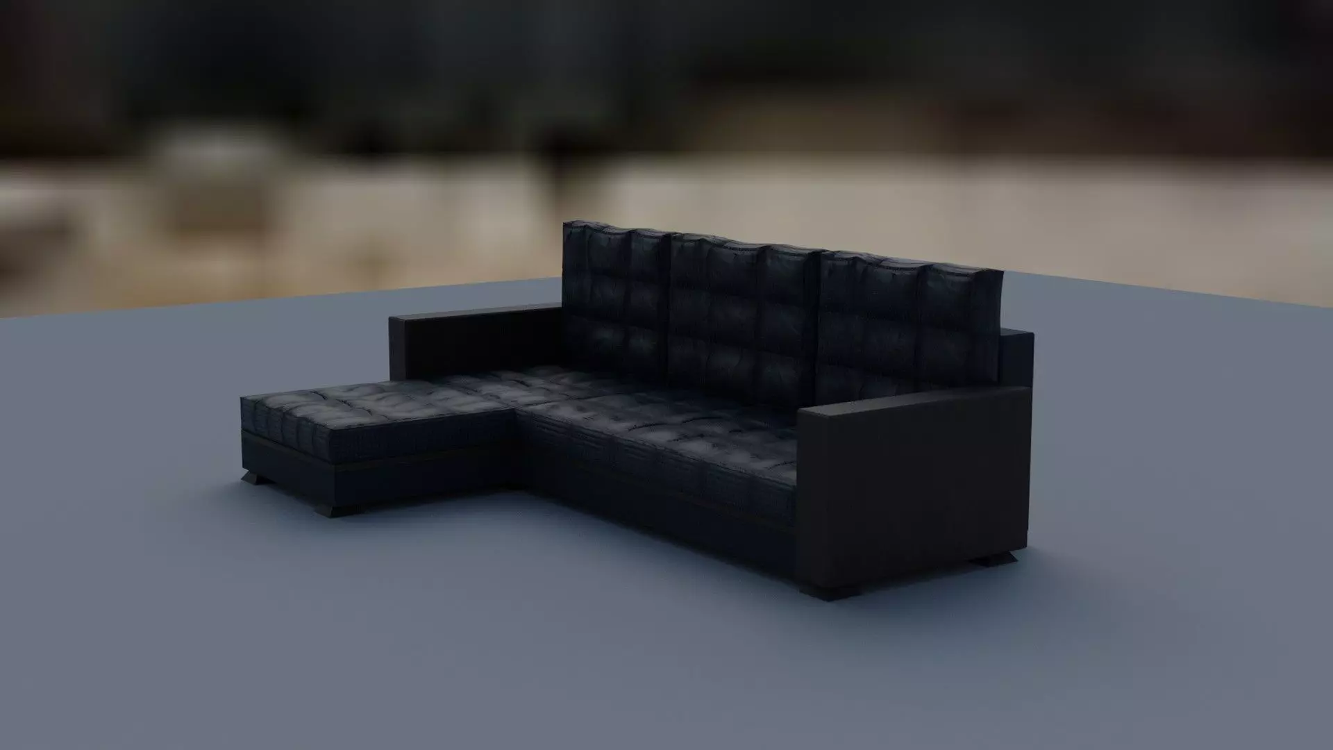 3d model of an extended sofa in blue colors 3D model_0