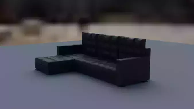 3d model of an extended sofa in blue colors 3D model
