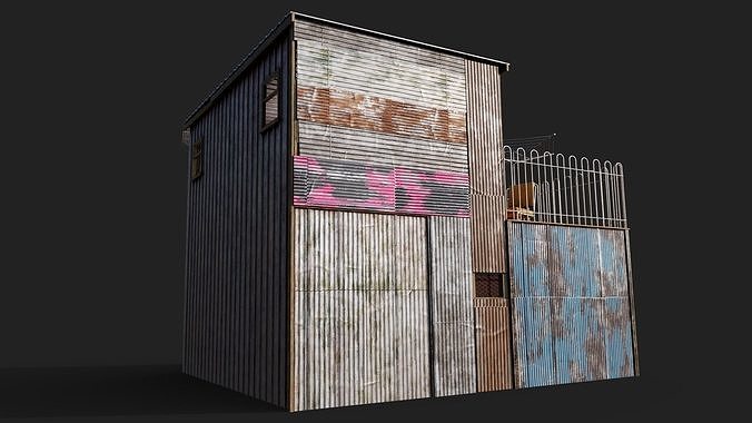 Colourful Shack Low-poly 3D model 5