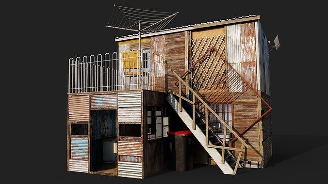Colourful Shack Low-poly 3D model 7