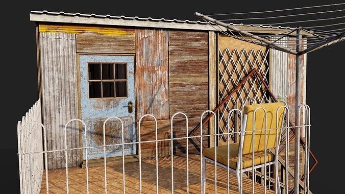 Colourful Shack Low-poly 3D model 4