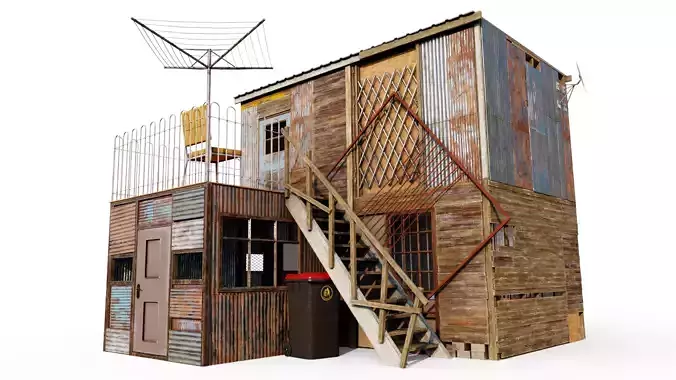 Colourful Shack Low-poly 3D model