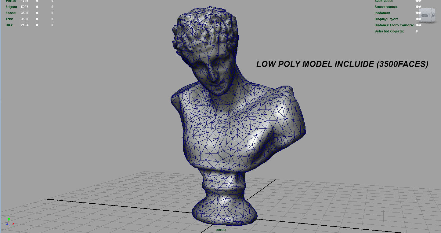 BUST of person Low-poly 3D model_12