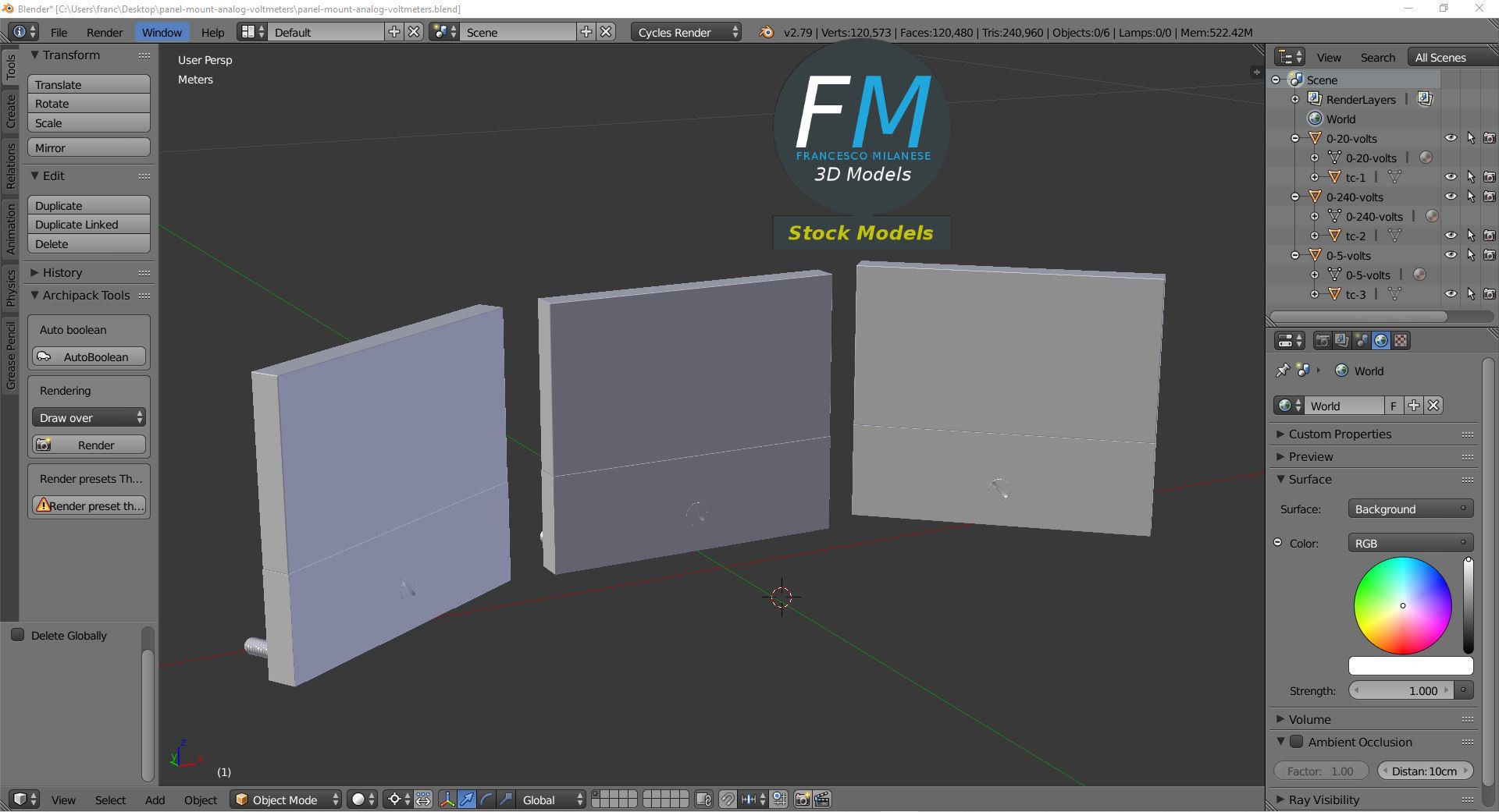 Panel mount analog voltmeters 3D model_9