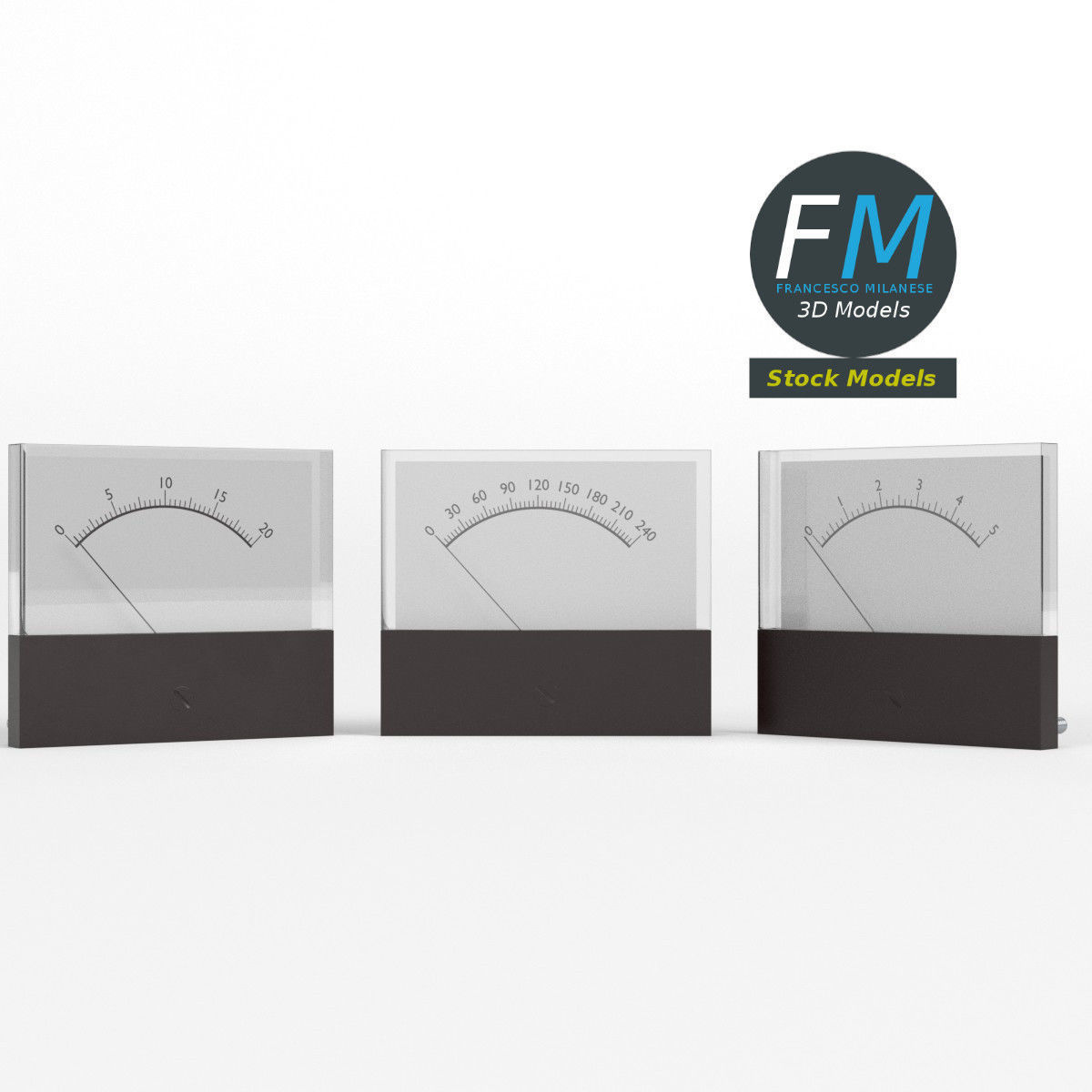 Panel mount analog voltmeters 3D model_3