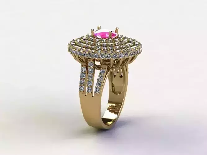R175 diamond ring with natural gem