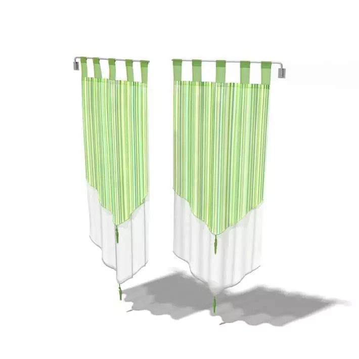 Hanging Green Curtains 3D model_0