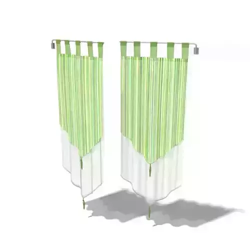 Hanging Green Curtains 3D model