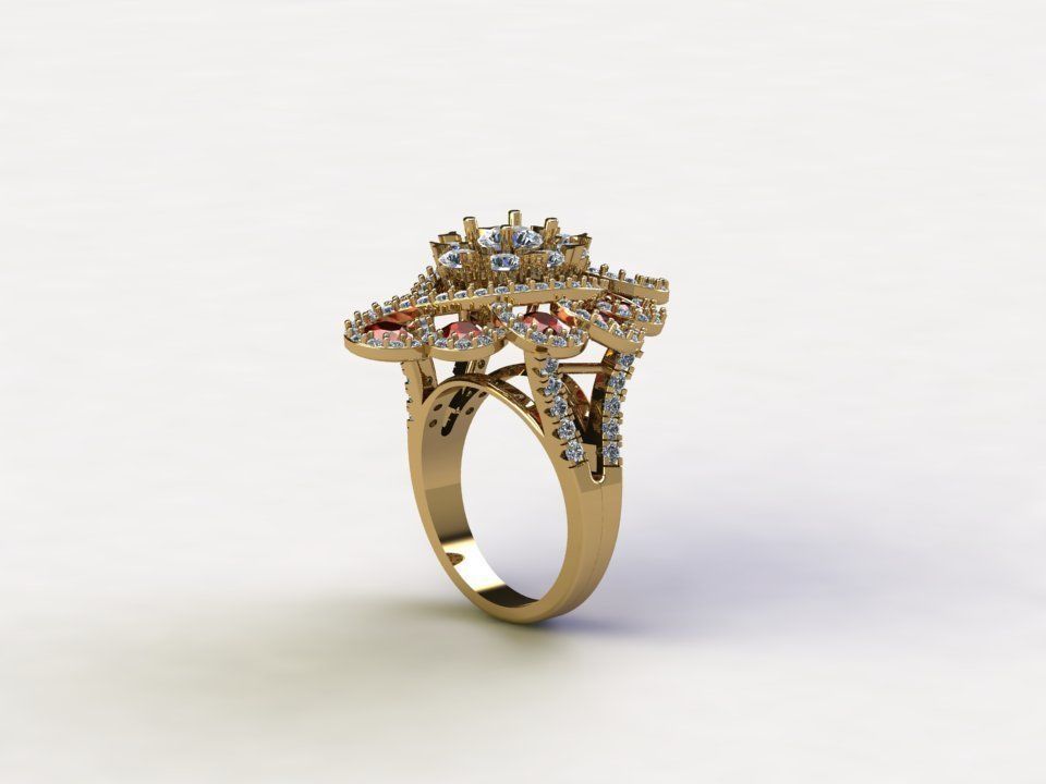 R134 ring with gem for women 3D model_3