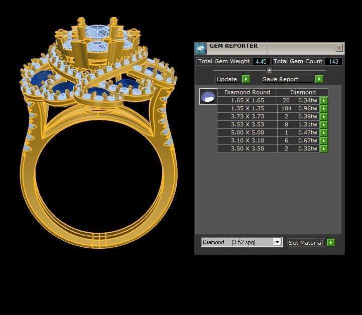 R134 ring with gem for women 3D model_1