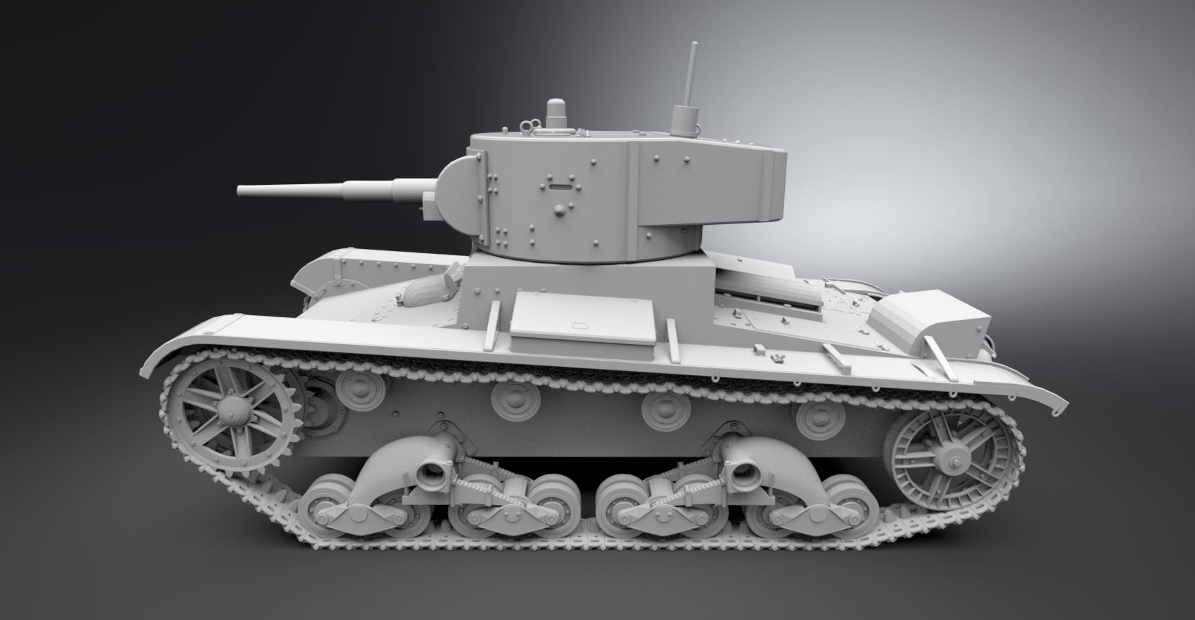 T26 tank scale model 3D print model_1