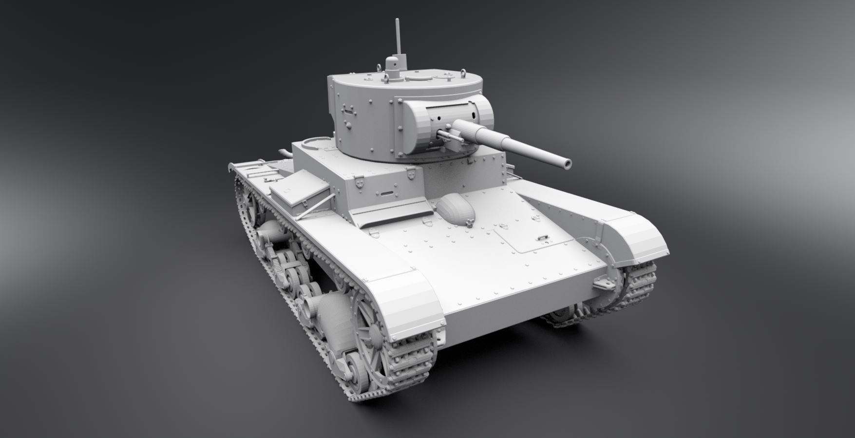 T26 tank scale model 3D print model_4