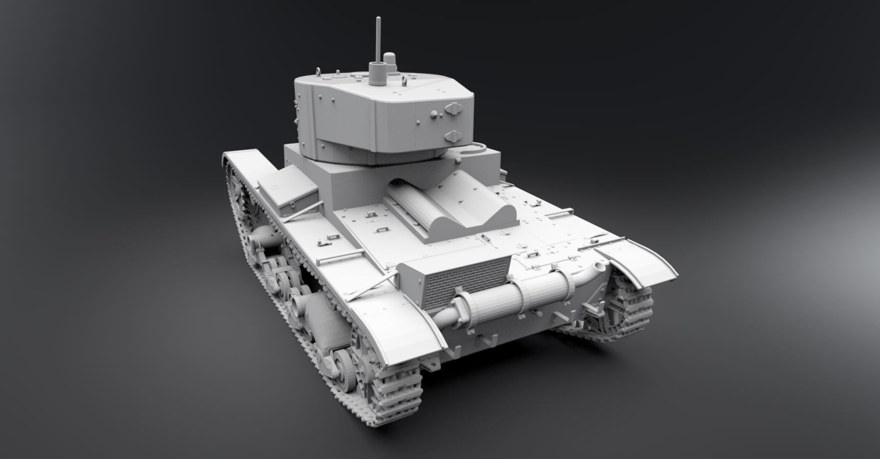 T26 tank scale model 3D print model_2