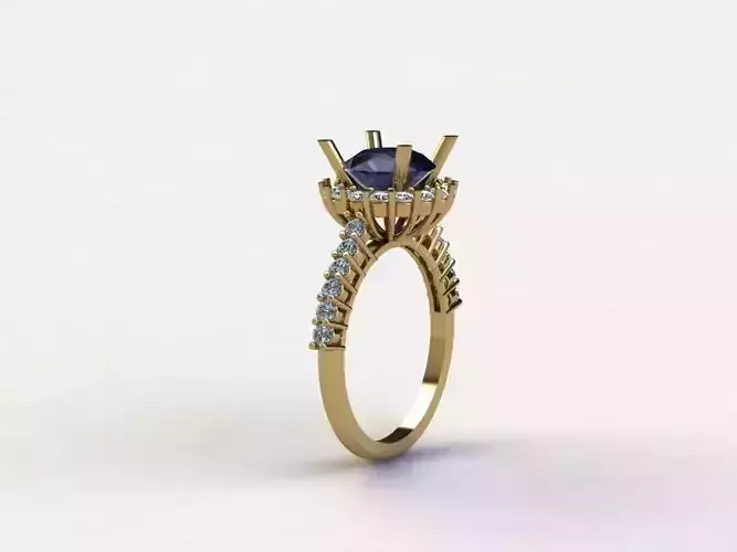 R130 ring for girl with big gem and diamond 2021 cad