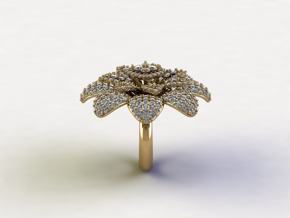 R123 women diamond ring 2021 with flower design 3D model_5