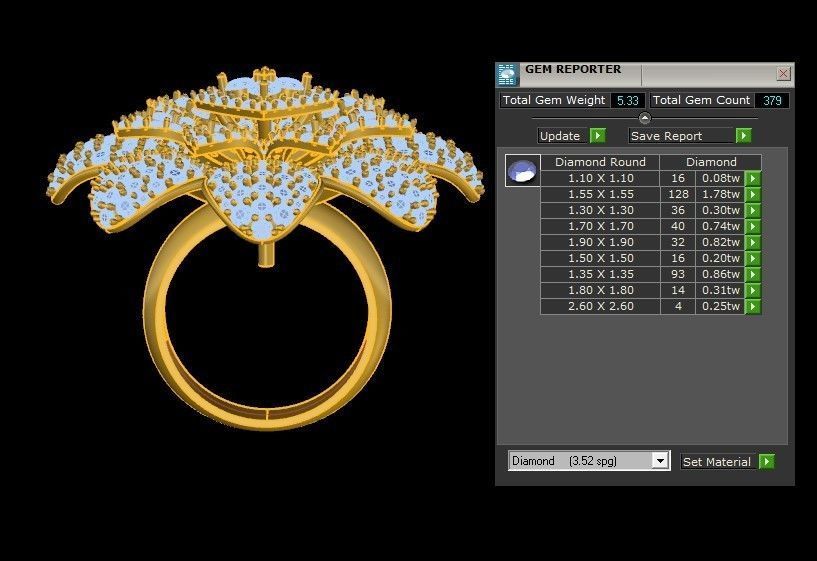 R123 women diamond ring 2021 with flower design 3D model_1