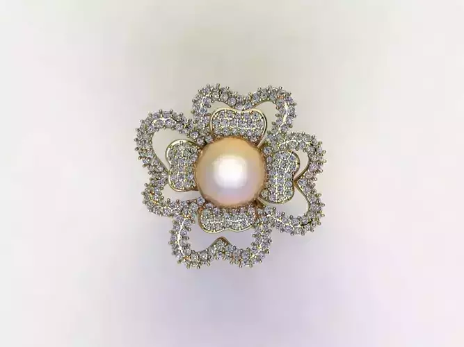 R122 women diamond ring with peal cad file 2021