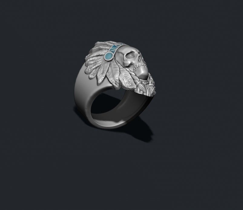 Native skull ring 3D print model_1