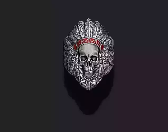 Native skull ring 3D print model