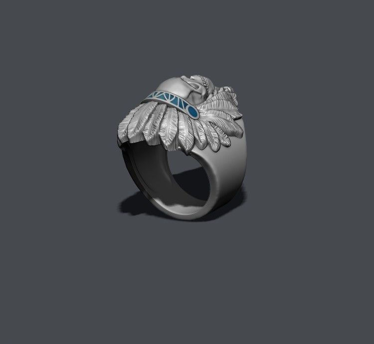 Native skull ring 3D print model_11