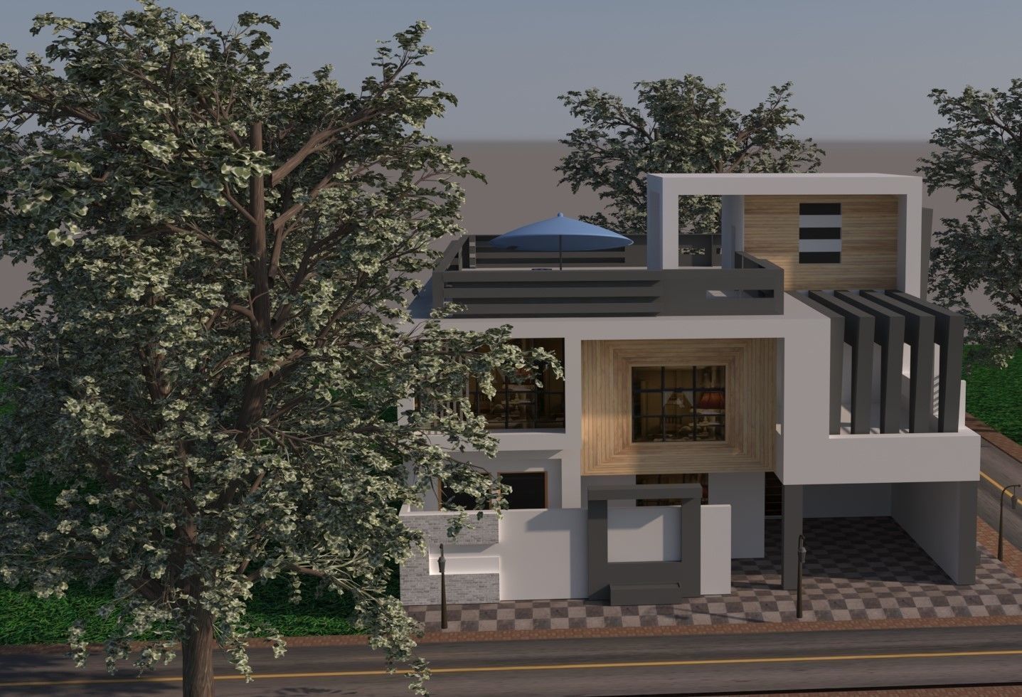 Modern House exterior  3D model_11